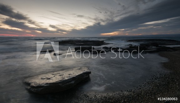 Picture of Sunset  on a rocky coastline